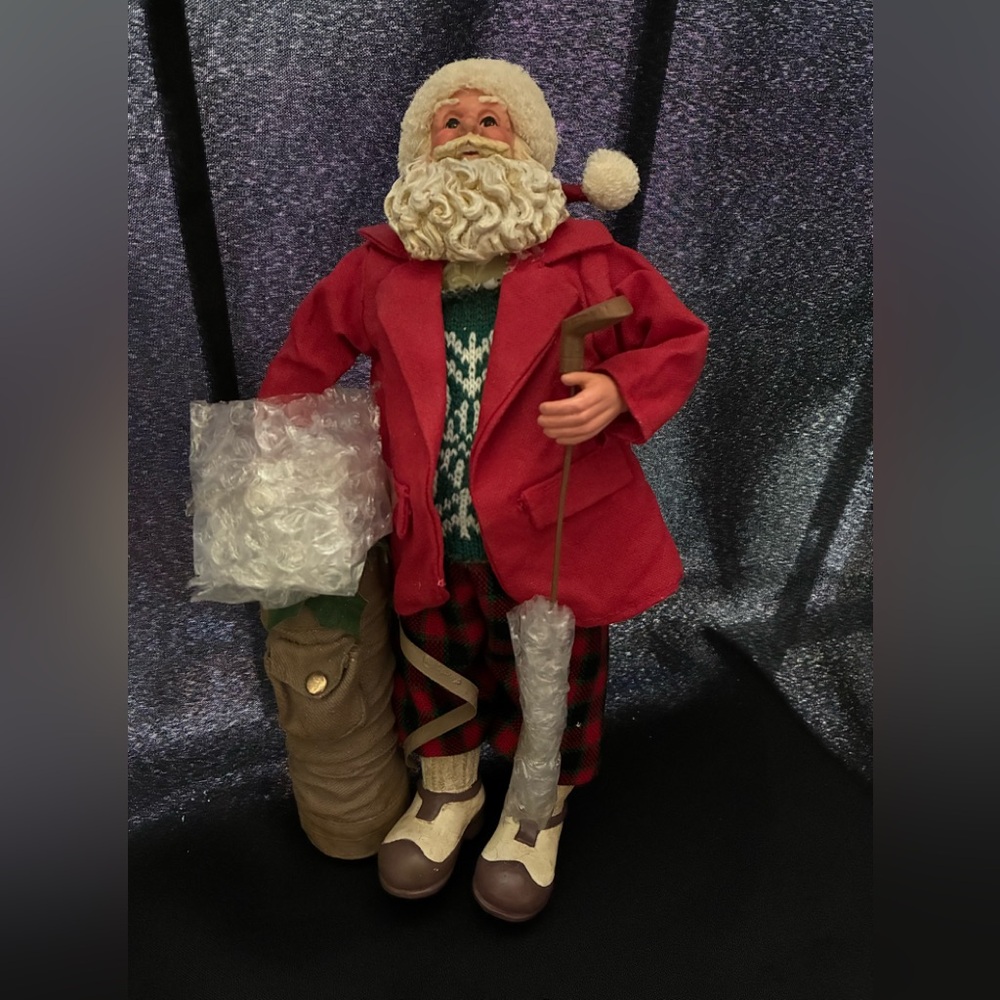 Golfing Santa Figurine with clubs